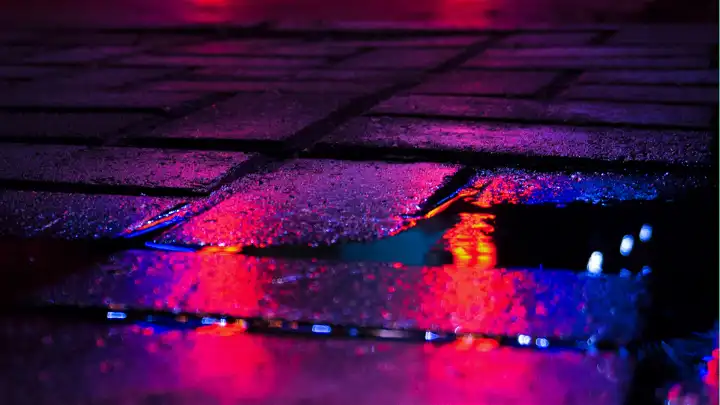 Sample: Wet Asphalt With Neon Light