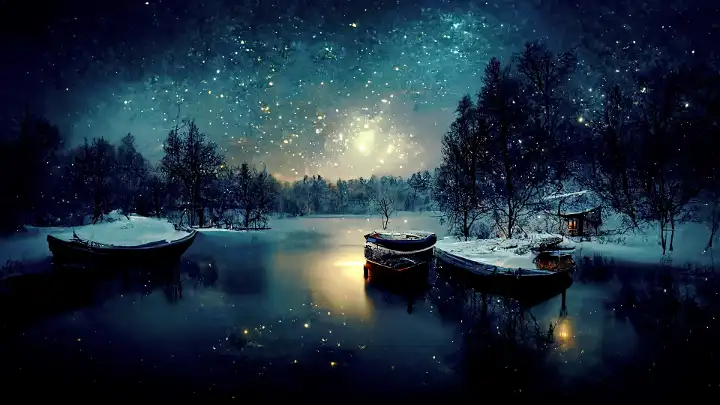 Sample: Lake Landscape Starry Night