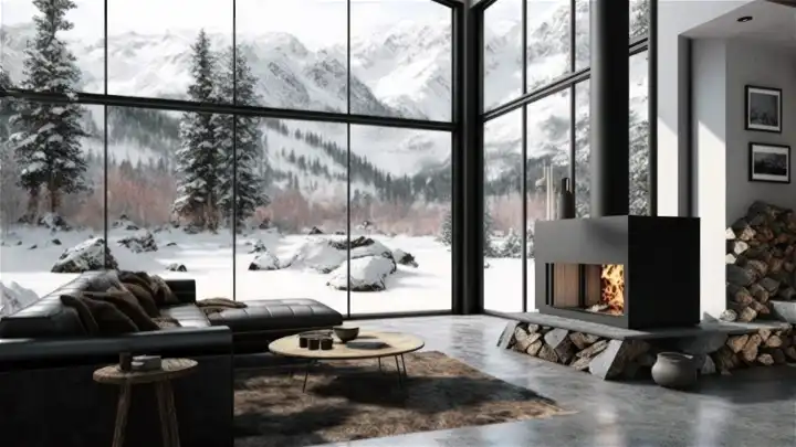 Sample: Modern Living Room With Fireplace